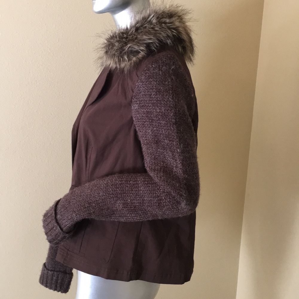 SUNDANCE | sweater jacket with faux fur coll… - Picture 8 of 11